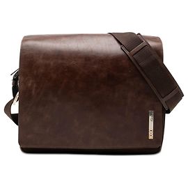Borsa a tracolla Santos in pelle marrone e tela Cartier