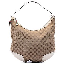 Gucci Beige Large GG Canvas Web Princy Hobo