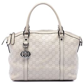 Borsa Gucci Guccissima GG Charm Dome bianca, taglia Medium