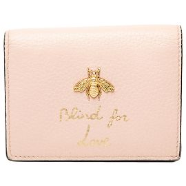 Portafoglio compatto Gucci in pelle di vitello rosa Blind for Love
