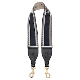 Dior Blue Embroidered Canvas Bag Strap