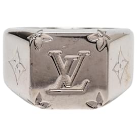 Louis Vuitton Monogram Siegelring aus silberfarbenem Messing M