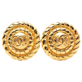Orecchini Chanel Gold CC placcati oro tondi con clip