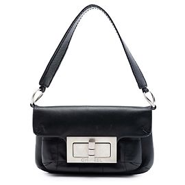 Borsa a tracolla Chanel Black Calfskin Square Stitched Mademoiselle