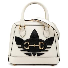 Bolso Gucci White Adidas Mini Leather Horsebit 1955 Top Handle Bag