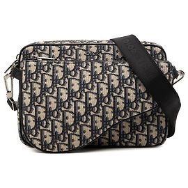 Triple pochette Saddle in tela Blue Oblique di Dior
