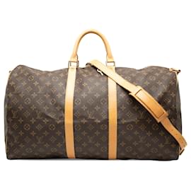Louis Vuitton Marrone Monogram Keepall Bandouliere 55