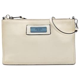 Prada White Glace Calf Etiquette Crossbody
