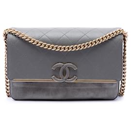 Lady Coco Flap Chanel Gray Small CC Stitched Caviar and Suede