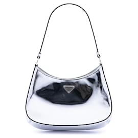 Borsa a tracolla Cleo in pelle Spazzolato argento Prada