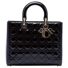 Dior Purple Large Patent Cannage Lady Dior