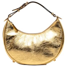 Fendi Hobo Fendigraphy en cuir métallique doré Small