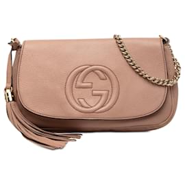 Gucci Borsa a tracolla Soho Chain Flap in pelle di vitello marrone Medium