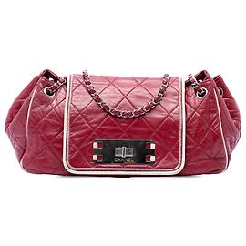 Chanel Red Quilted Aged Calfskin Reissue 2.55 East West Accordion Flap