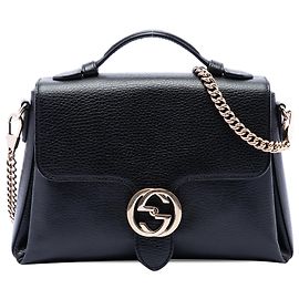 Borsa satchel Gucci Black Small Dollar Calf Interlocking G