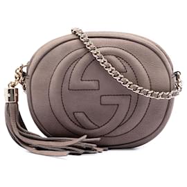 Gucci Borsa a tracolla mini in nabuk marrone Soho Chain