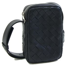 Borsa a tracolla in pelle nera Intrecciato Bottega Veneta