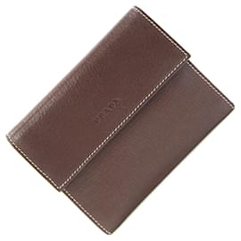 Prada Tri-fold Wallet aus dunkelbraunem Leder