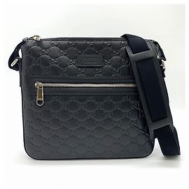 Bolsa de ombro em couro preto Gucci 406410