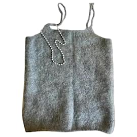 Musier Paris Grey Wool Knit Top with Pearl Detail - Autre Marque