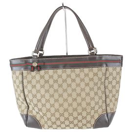 Gucci Tote Bag braun aus GG Canvas und Leder