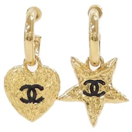 Orecchini a cerchio Chanel neri e oro