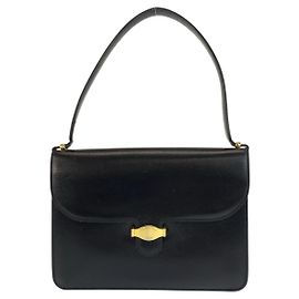 Vintage Christian Dior Schultertasche aus schwarzem Leder