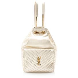 Zaino Joe in pelle di agnello matelassé metallizzato con monogramma Saint Laurent