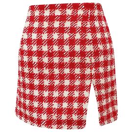 Alessandra Rich Karo-Tweed-Minirock aus roter Wolle