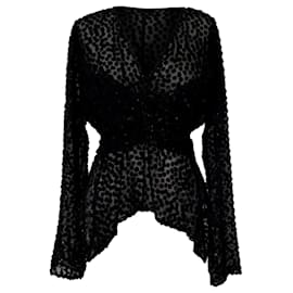 Blusa de viscosa negra con devoré metálico Ulietta de Isabel Marant
