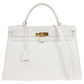 Borsa Kelly Hermes 35 in pelle Epsom chiaro con finiture oro - Hermès