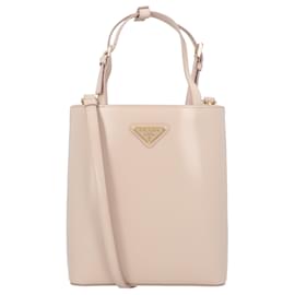 Borsa Tote in Pelle con Logo Triangle Prada Borsa da Donna Beige