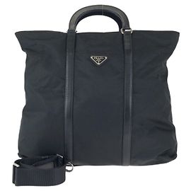 Borsa Tote 2way in Nylon e Pelle Tessuto Prada