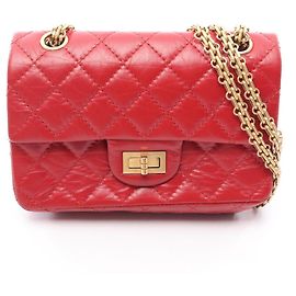 Borsa a tracolla Chanel 2.55 in pelle di vitello rossa