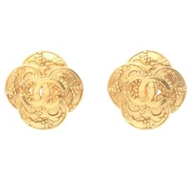 Chanel Coco Mark Flower Vergoldete Clip-Ohrringe