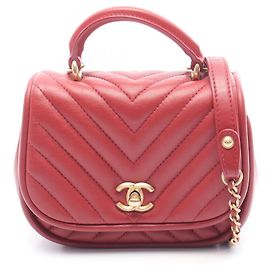 Mini bolsa de ombro 2-way Chanel Top Handle Chevron V-Stitch