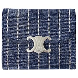 Celine Triomphe Denim Tri-Fold Wallet - Céline