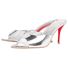 Sandali Christian Louboutin Miss Z Mule in pelle argentata