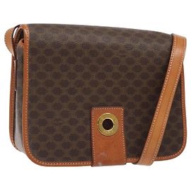 Céline Celine Vintage Macadam Circle Logo Canvas and Leather