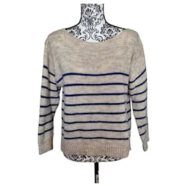 Nina Kendosa Gestreifter Strickpullover - Beige & Marineblau - Autre Marque