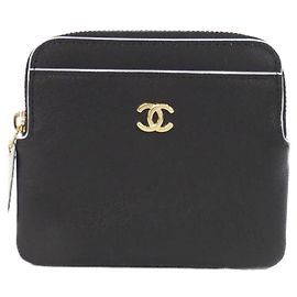 Monedero Chanel en piel de cabra negro