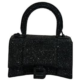Borsa Balenciaga Hourglass XS Ornata con Strass Neri
