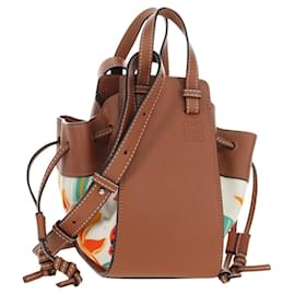 LOEWE Anagram Mini Hammock Drawstring Bag Leather 2way Brown Auth 181940SM - Loewe