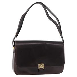 Borsa a tracolla Christian Dior in pelle marrone oro Auth 183849