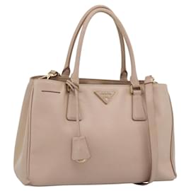 Borsa PRADA in pelle Safiano 2 modi Beige Oro Auth 183886A - Prada