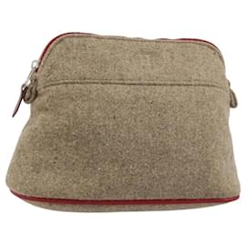 HERMES Bolide Pouch Lana Beige Argento Autentica kk683V - Hermès