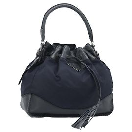 Borsa a Spalla PRADA Nylon e Pelle Nera Argento 182816V