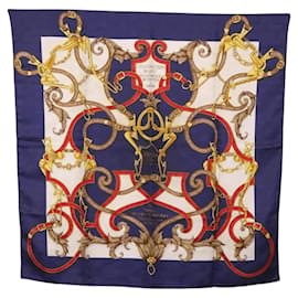 HERMES Carre 90 Scarf ""L'INSTRVCTION DV ROY"" Silk Navy Auth 182258 - Hermès