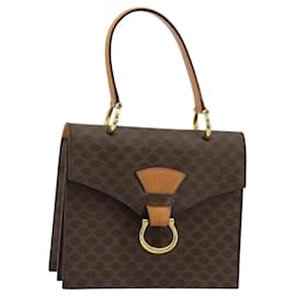 Céline Borsa CELINE Macadam Canvas PVC Pelle Marrone Oro Auth 182076