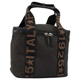 FENDI Hand Bag Canvas Black Silver Auth bs35371